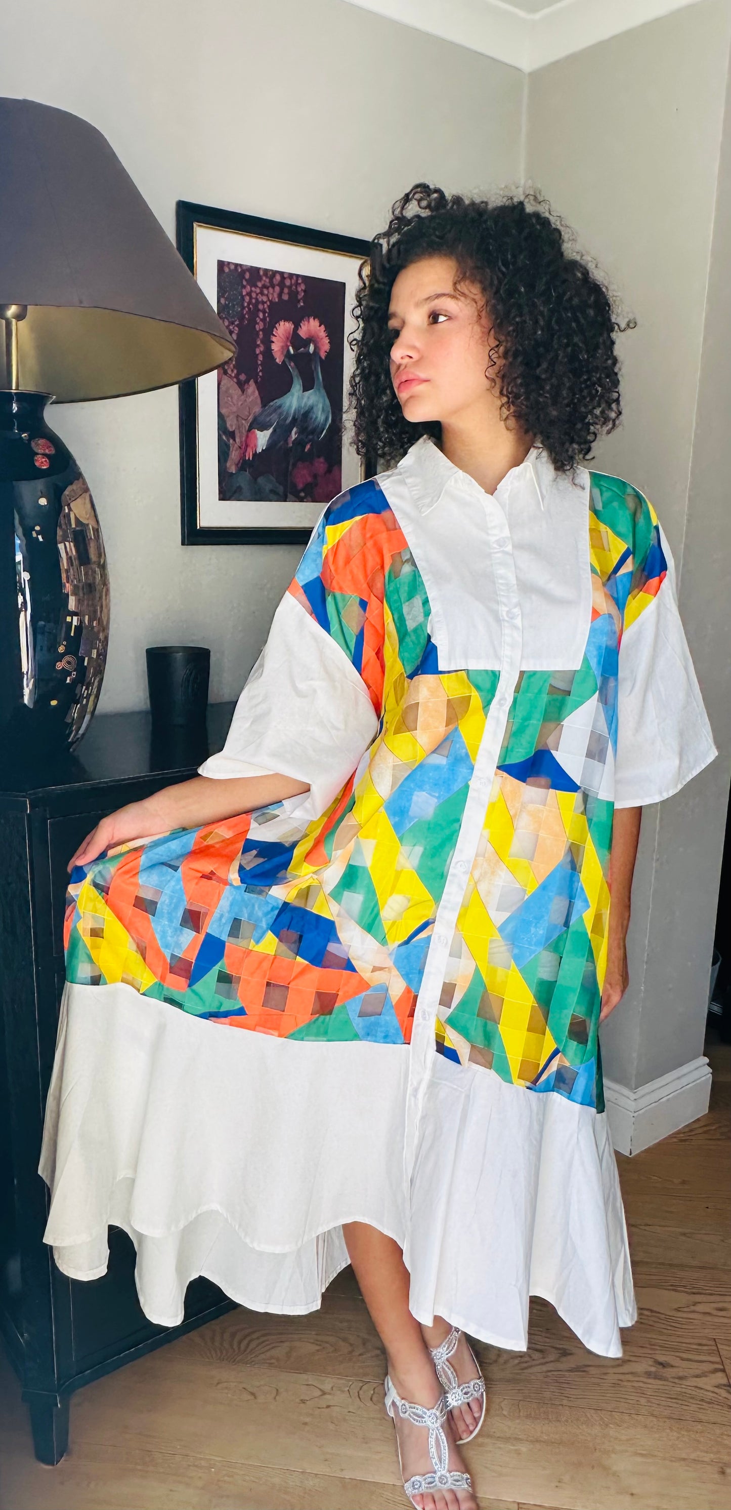 Multicolored Shirt maxi dress