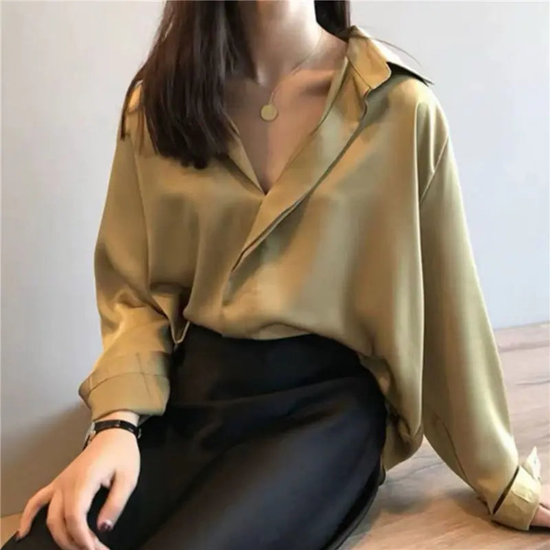 Chic V-Neck Silk Blouse